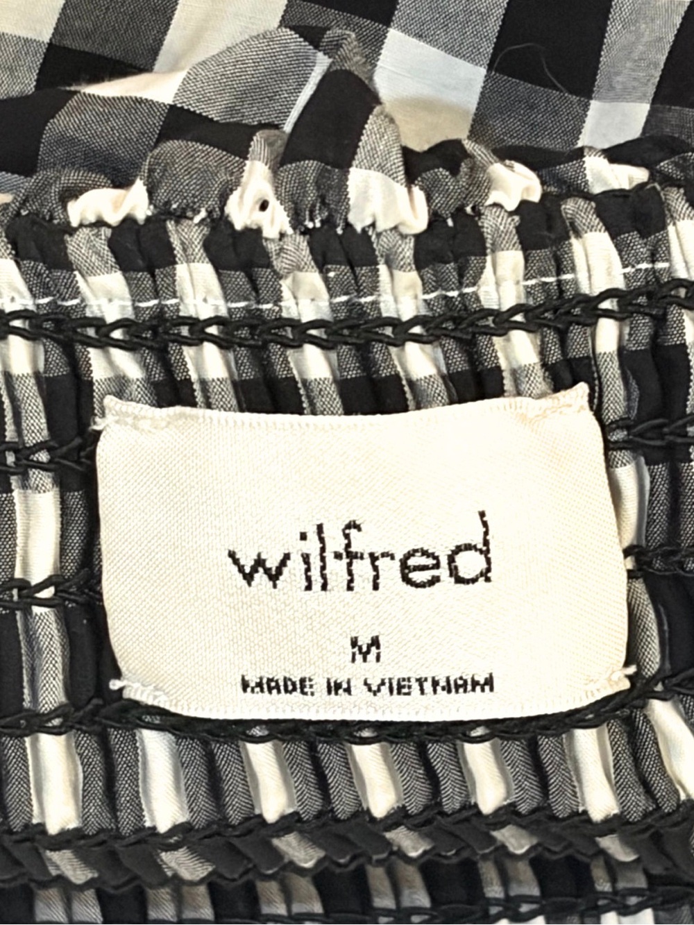 Aritzia WILFRED Bonaventure Black Gingham Ruffle Crop Top Size M - Picture 9 of 10